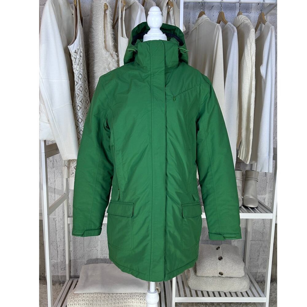 Land's End Women's Sz S Green Hooded Waterproof Lined Squall Coat SI #0004 - Picture 2 of 7